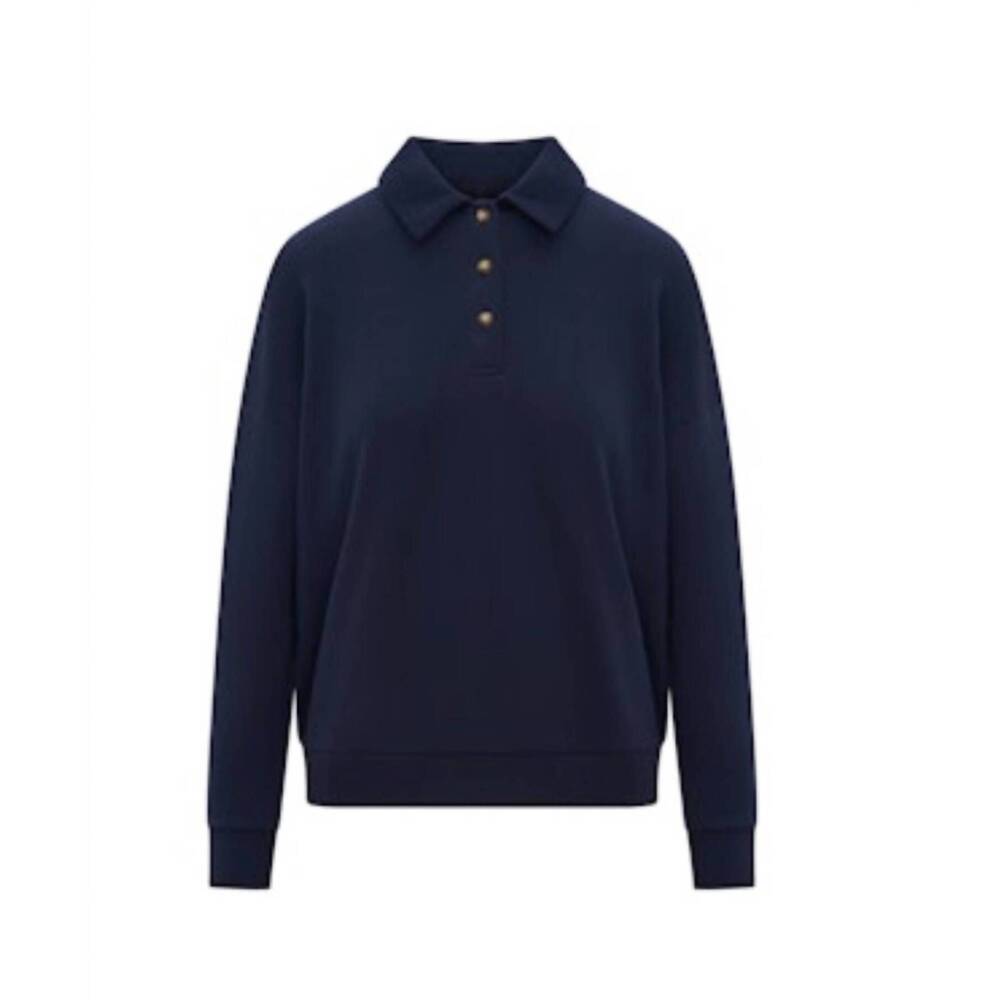 NEW SOLD OUT NYC women's french terry polo sweatshirt in blue